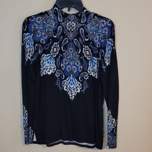 Chico's Black and Blue Paisley Women's Sweater